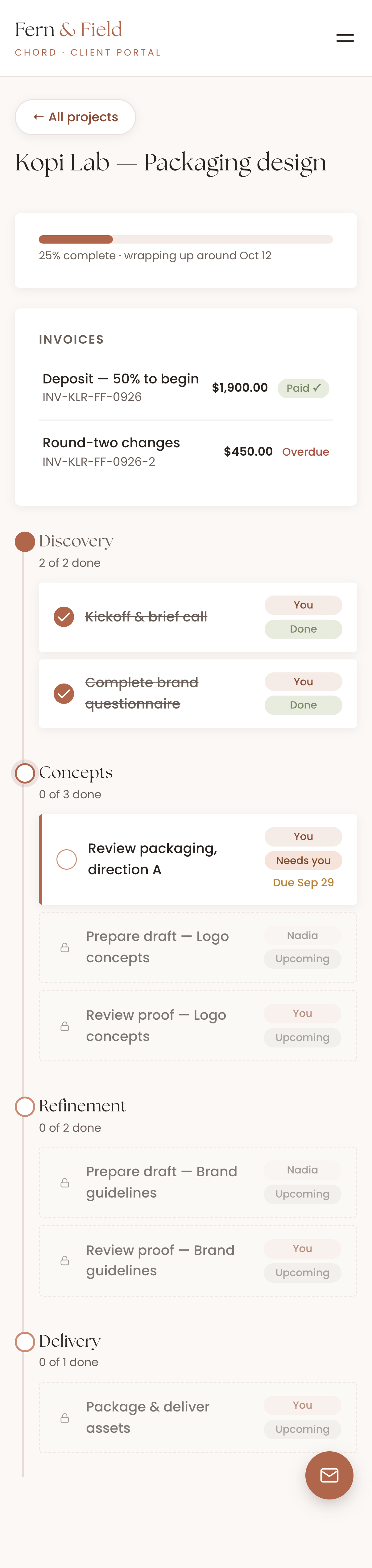 A project inside the client portal